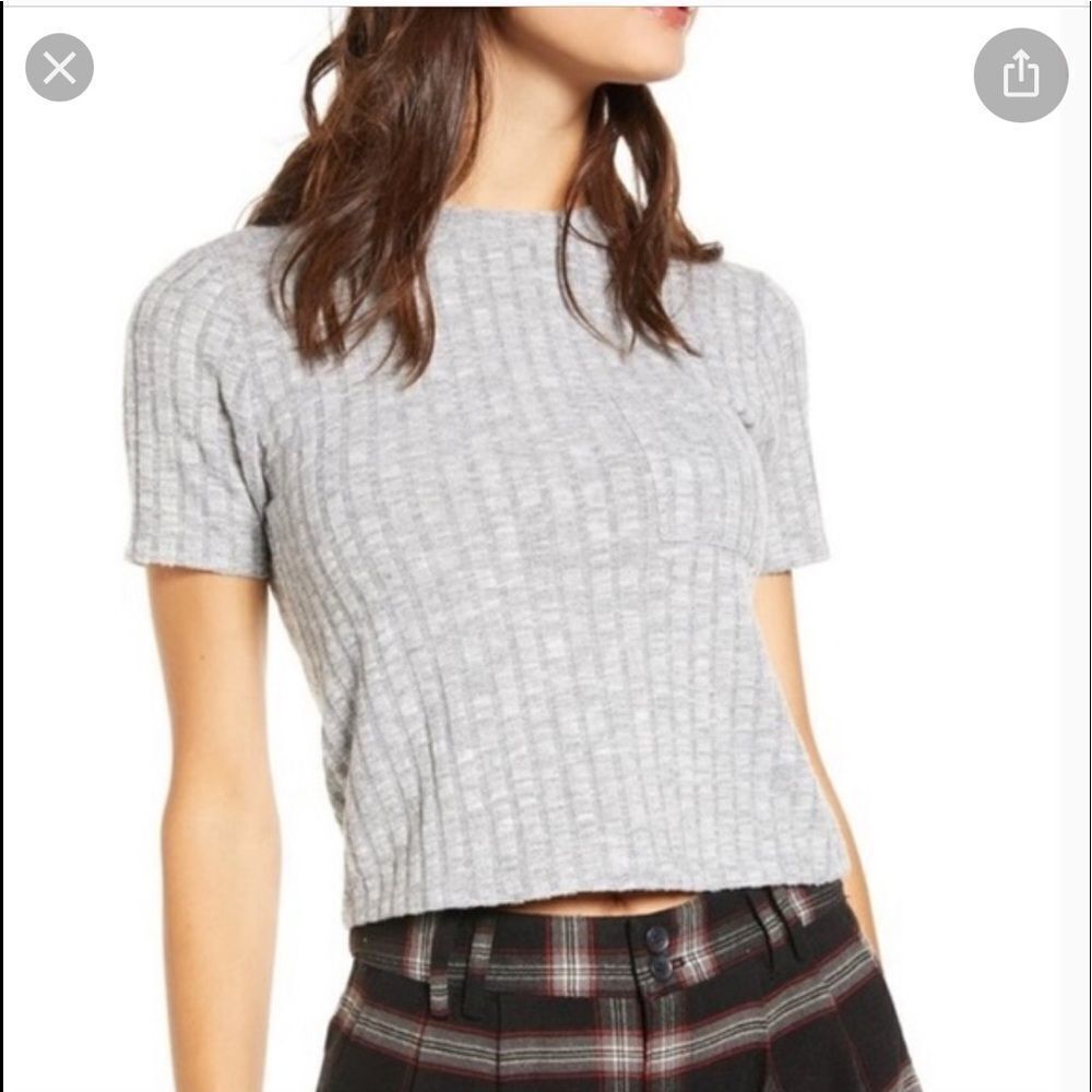 BP Claudia gray crop top front pocket. NWT. M